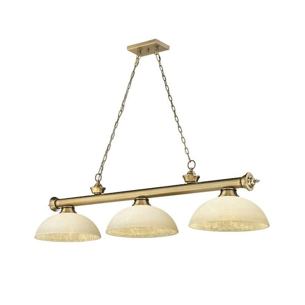 Z-Lite Cordon 3 Light Billiard, Rubbed Brass & Golden Mottle 2306-3RB-DGM14 - main